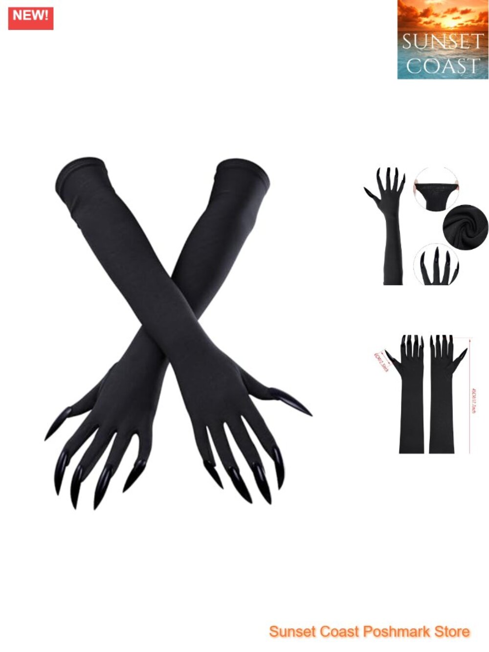 Long Claw Gloves with Fake Nails Halloween Cosplay Costume Accessory